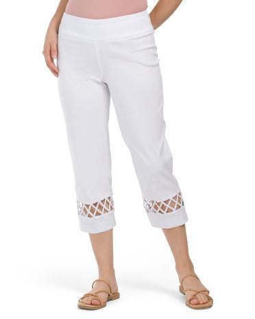 Lace Panel Cropped Pants for Women Product Image