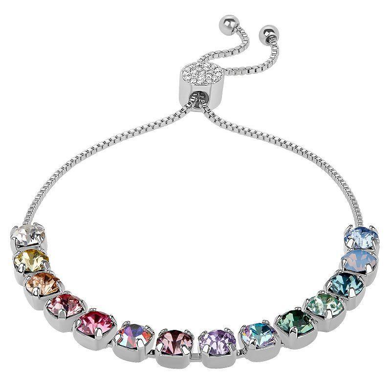 Brilliance Crystal Row Adjustable Bracelet, Womens Silver Tone Product Image