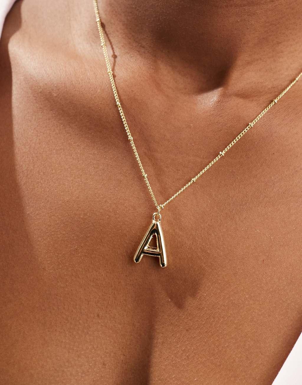 Pieces bubble initial 'A' necklace in gold Product Image