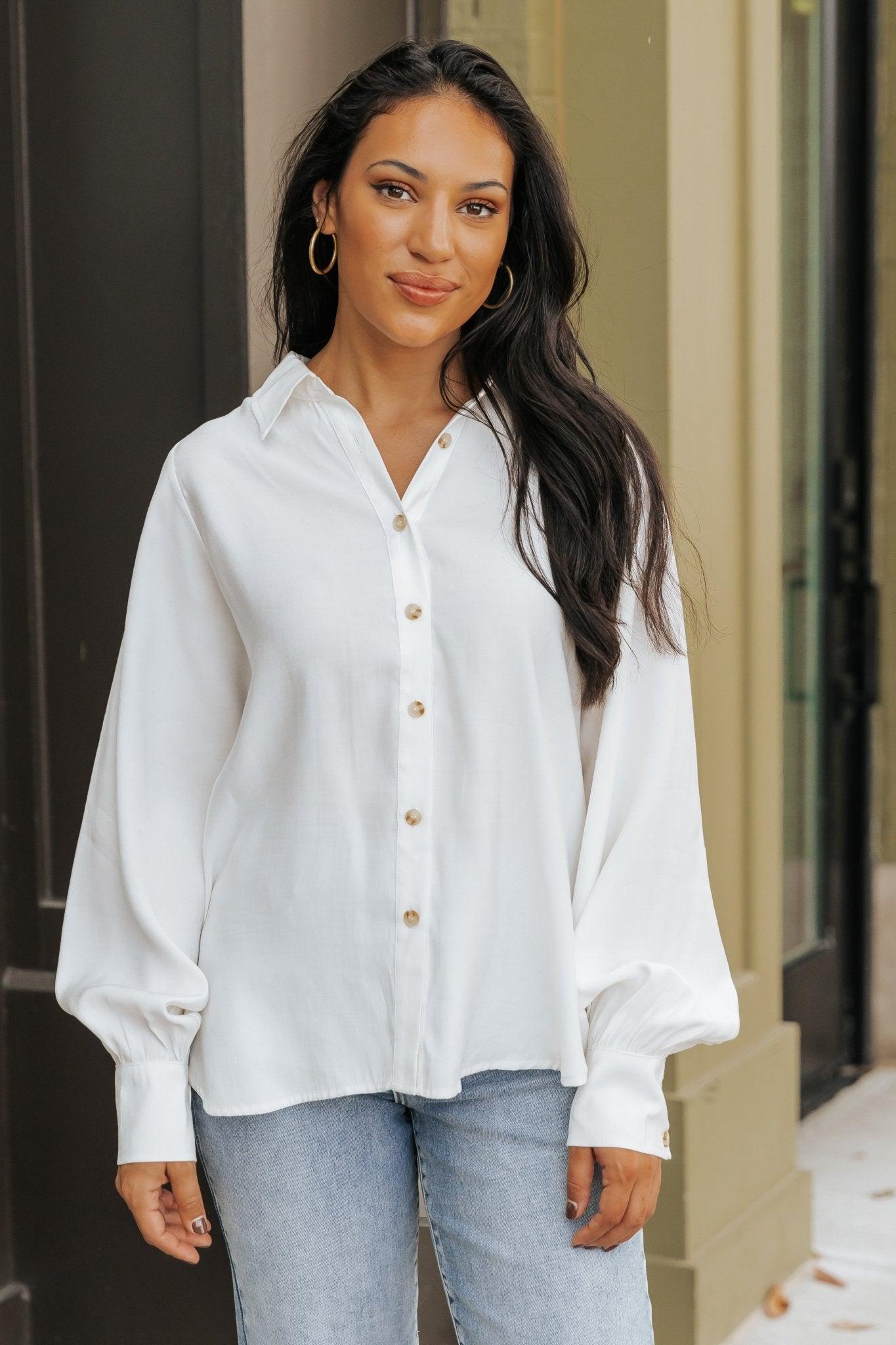 Muse By Magnolia Ivory Button Down Shirt - FINAL SALE Product Image