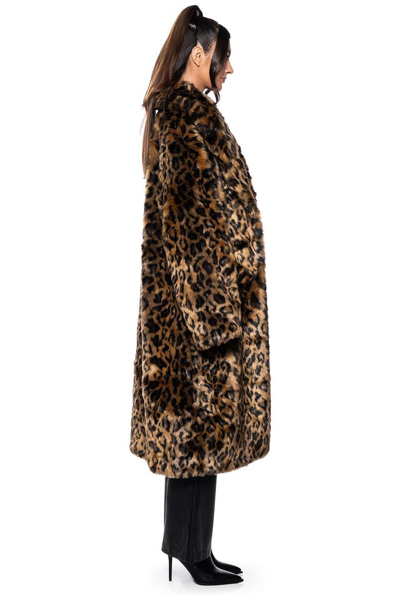 CATTY FAUX FUR LEOPARD COAT Product Image