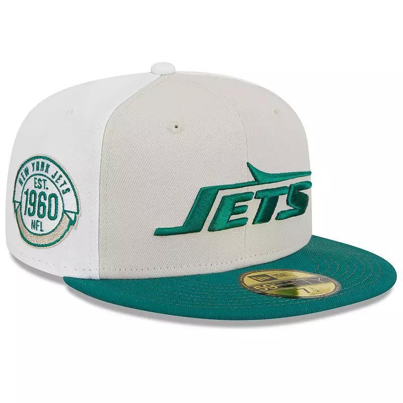 Mens New Era Cream/Kelly Green New York Jets 2023 Sideline Historic 59FIFTY Fitted Hat Product Image