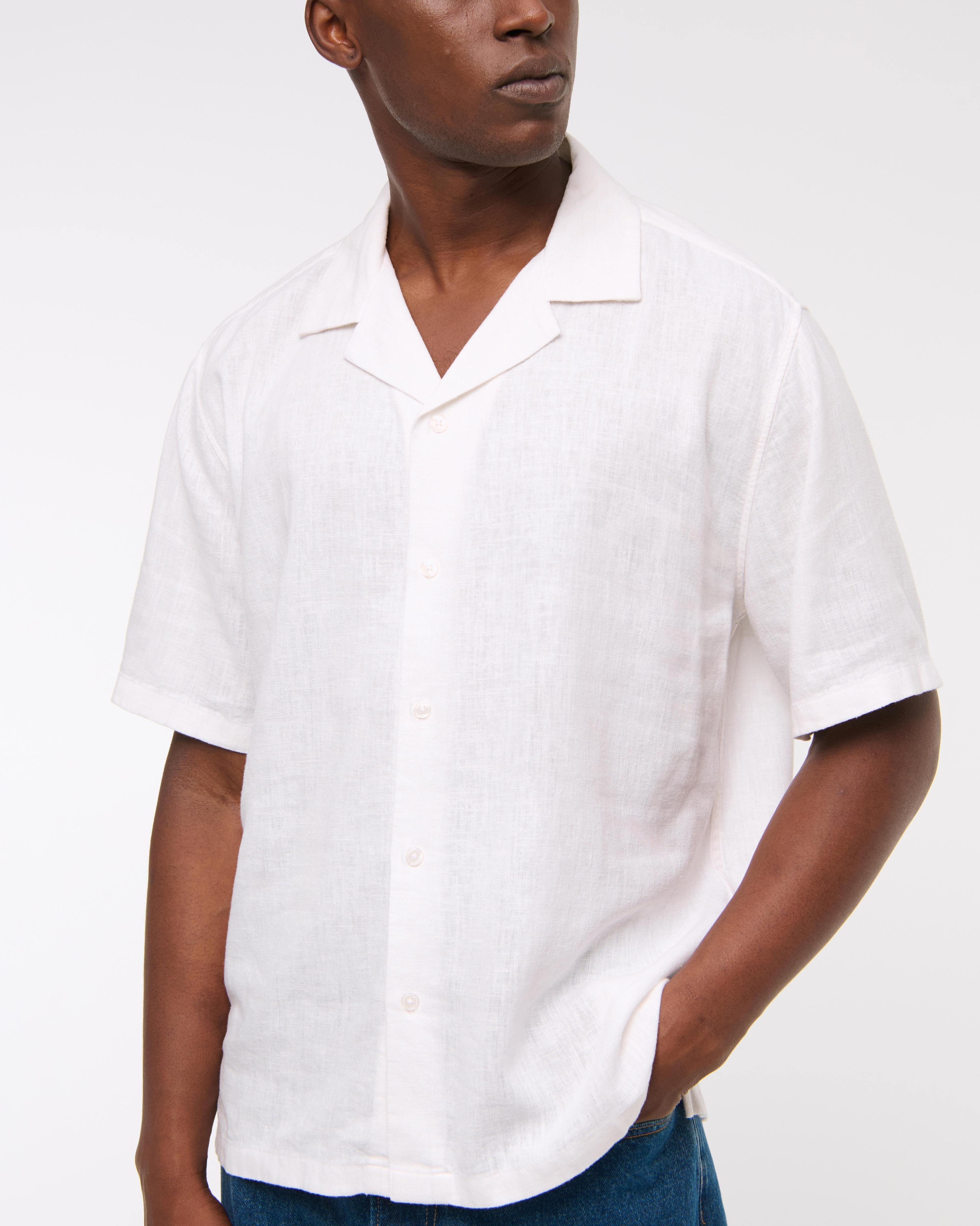 Camp Collar Summer Linen-Blend Shirt Product Image