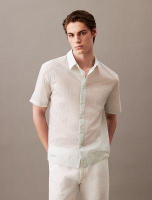 Solid Nylon Button-Down Shirt Product Image