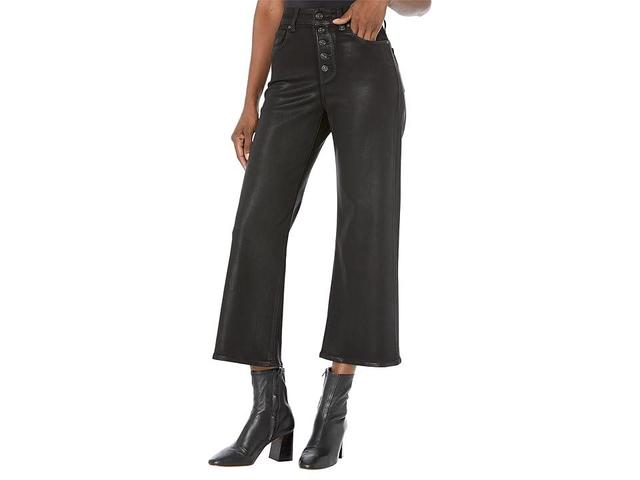 Paige Anessa Exposed Button Fly Fog Luxe Coating (Black Fog Luxe Coating) Women's Jeans Product Image