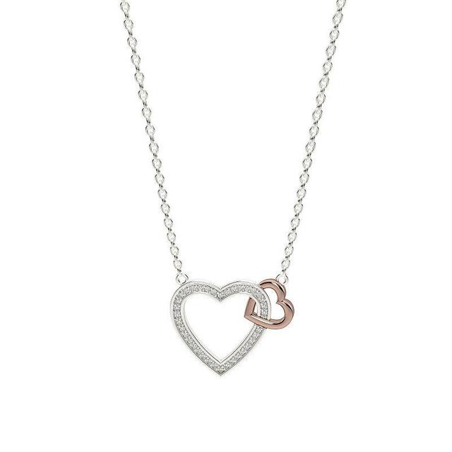 Sterling Silver & 10k Rose Gold Diamond Accent Heart Pendant Necklace, Womens Two Tone Product Image