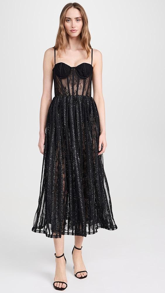 PatBO Metallic Tulle Bustier Midi Dress | Shopbop Product Image