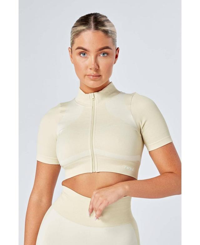 Womens Recycled Colour Block Zip-up Crop Top Product Image