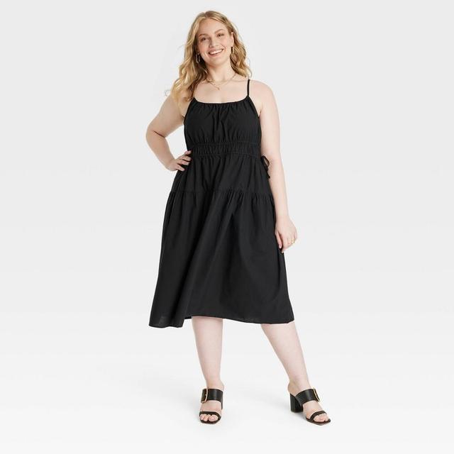 Womens Cinched Waist Midi Sundress - Universal Thread Black 4X Product Image