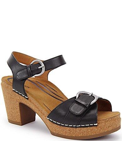 Aetrex Tory-Heel Quarter Strap Buckle Detail Platform Sandals Product Image