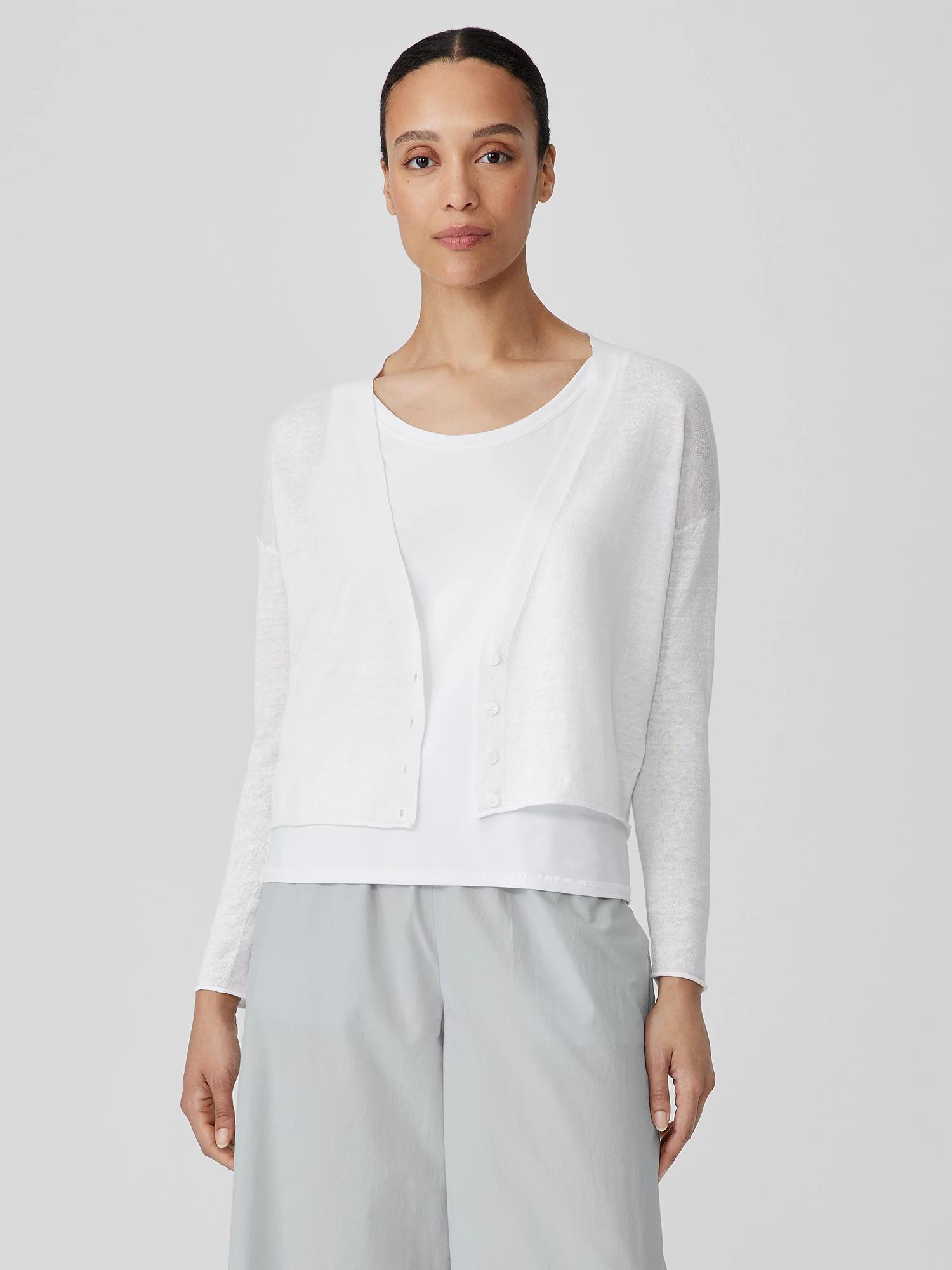 EILEEN FISHER Organic Linen Cotton Cropped Cardiganfemale Product Image