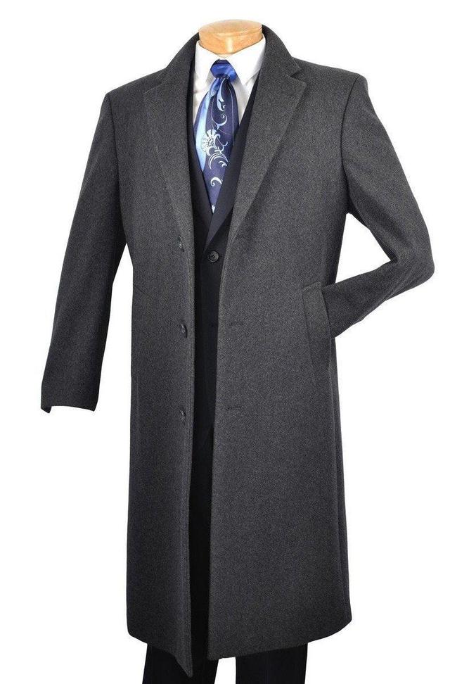 Milan Collection - Wool and Cashmere Regular Fit Dress Top Coat 48" Long in Charcoal Product Image