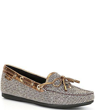 Kurt Geiger London Houndstooth Rhinestone Studded Eagle Bow Detail Moccasins Product Image