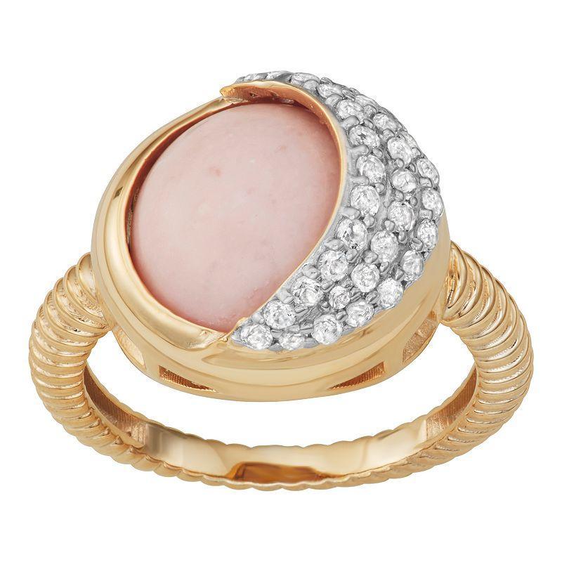 Jewelexcess 14k Gold Over Silver Pink Opal & White Topaz Ring, Womens 14k Gold Plated Product Image