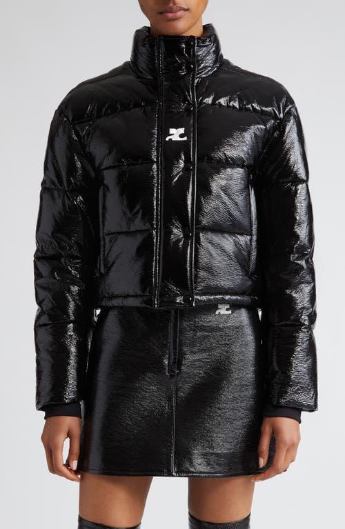 Courrges Logo Patch Vinyl Crop Puffer Jacket Product Image