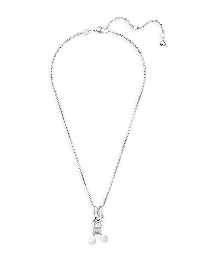 Womens Disney 100 Rhodium-Plated & Crystal Donald Duck Pendant Necklace Product Image