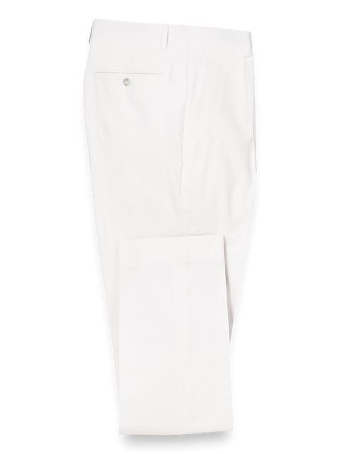 Cotton Stretch Seersucker Single Pleat Suit Pants - White Product Image