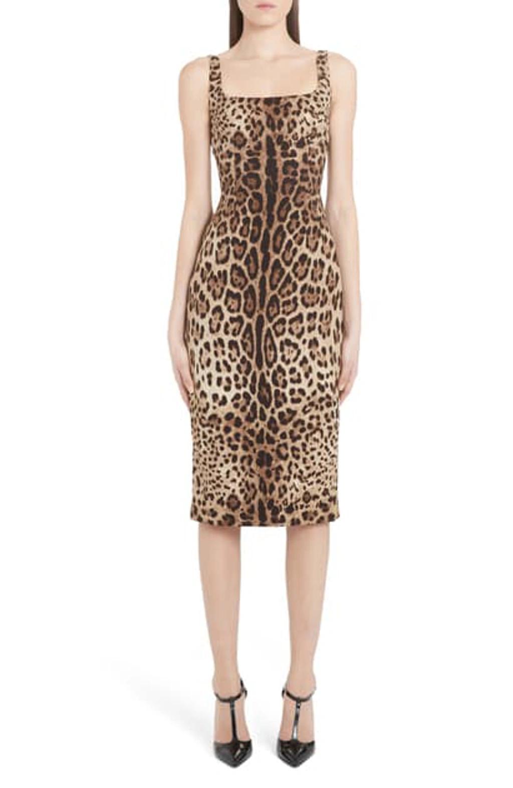 DOLCE & GABBANA Leopard-print Silk-blend Charmeuse Midi Dress In Leo New Product Image