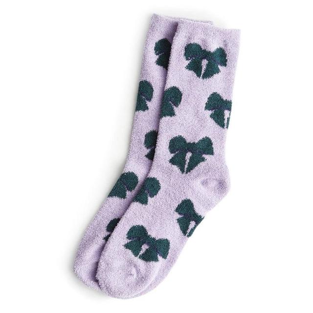 Vera Bradley Fleece Socks Women in Bow Mosaic Chalk Violet Purple/Red Product Image