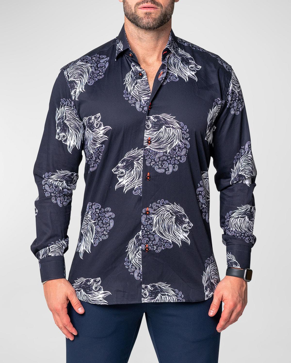 Mens Fibonacci Lionpaisley Button-Front Shirt Product Image