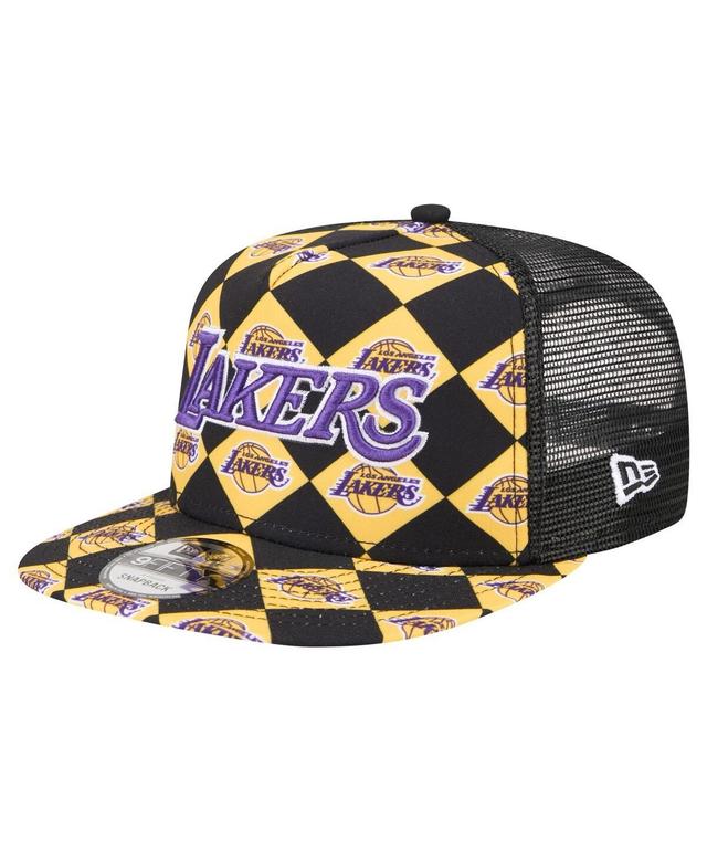 Mens New Era Los Angeles Lakers Seeing Diamonds A-Frame Trucker 9FIFTY Snapback Hat Product Image