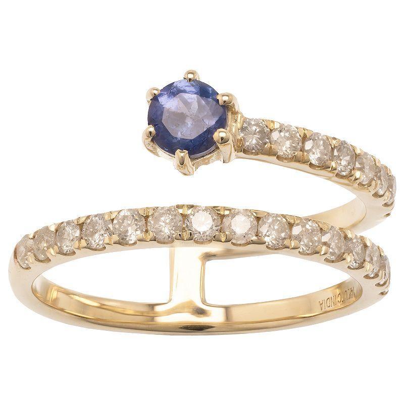 Gemistry 14k Gold Tanzanite & White Topaz Wrap Ring, Womens Product Image