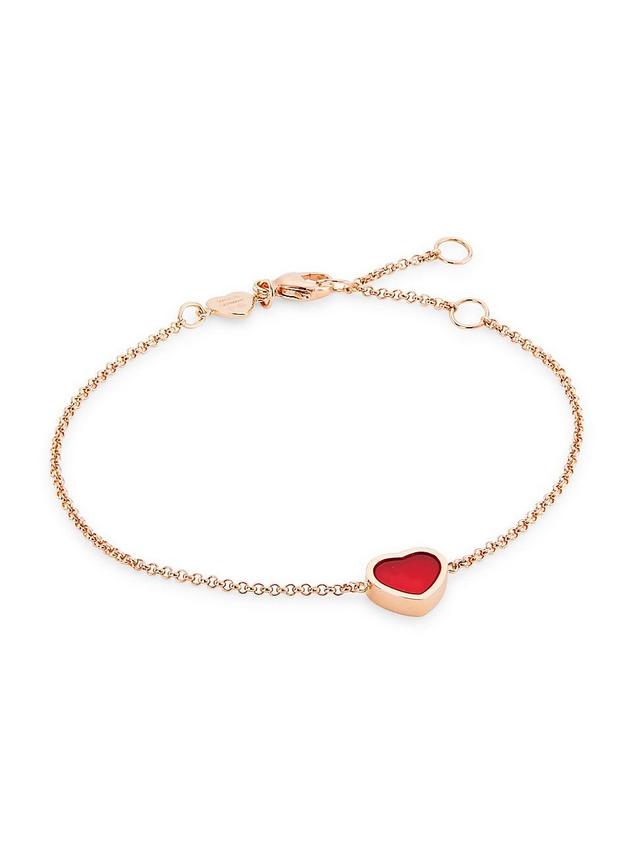 Womens My Happy Hearts 18K Rose Gold & Carnelian Bracelet Product Image