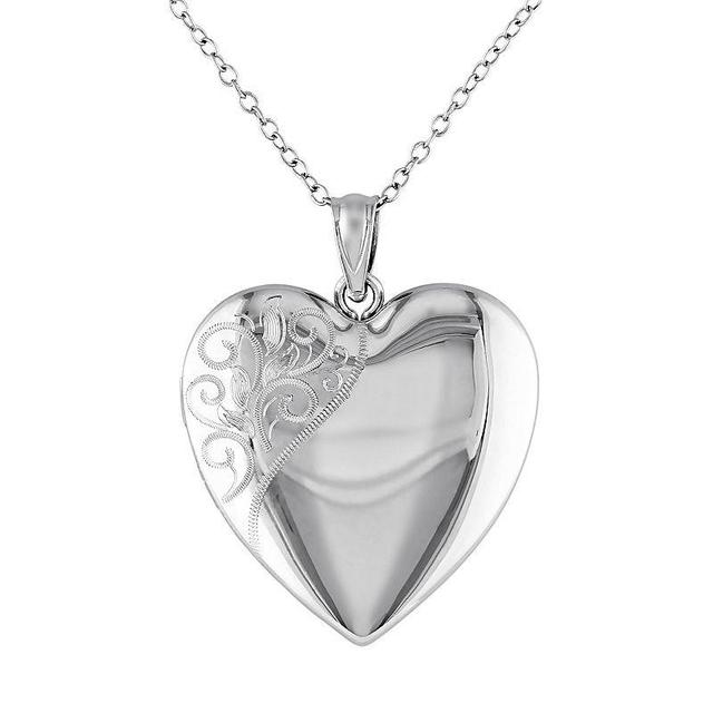 Stella Grace Sterling Silver Filigree Heart Locket Necklace, Womens Grey Product Image