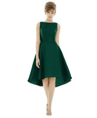 Bateau Neck Satin High Low Cocktail Dress Product Image