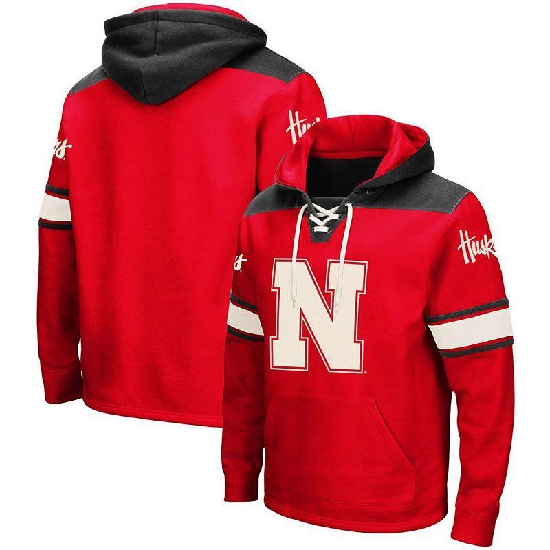 Mens Colosseum Scarlet Nebraska Huskers 2.0 Lace-Up Pullover Hoodie NEB Red Product Image