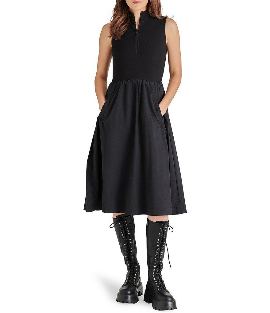 Steve Madden Berlin Mock Neck Half Zip Sleeveless Dress Product Image