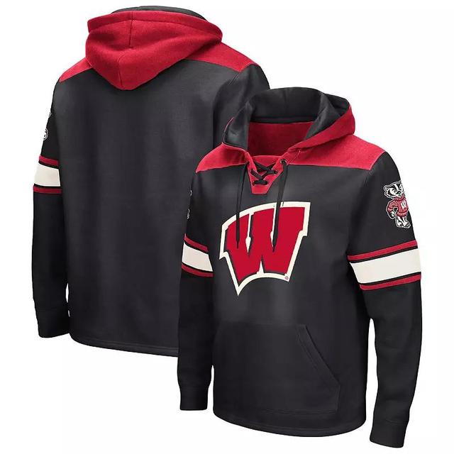 Mens Colosseum Wisconsin Badgers Big & Tall Hockey Lace-Up Pullover Hoodie Product Image