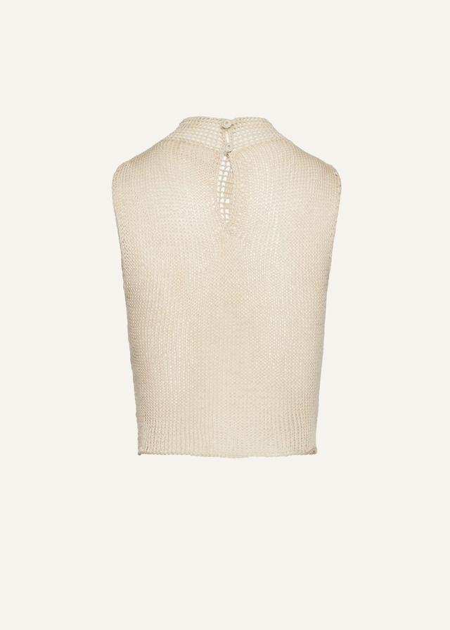 Lace crochet tank top in cream Product Image