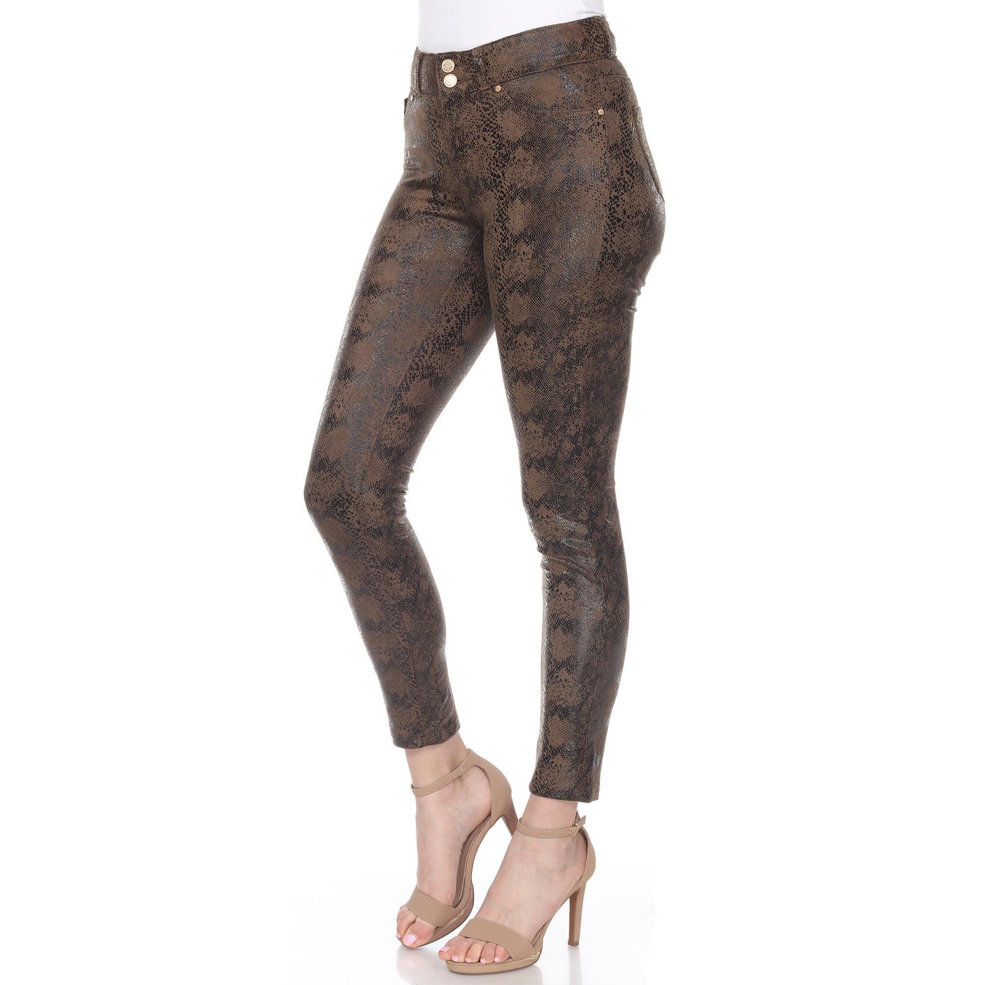 Faux Suede Snake Print Pants Product Image