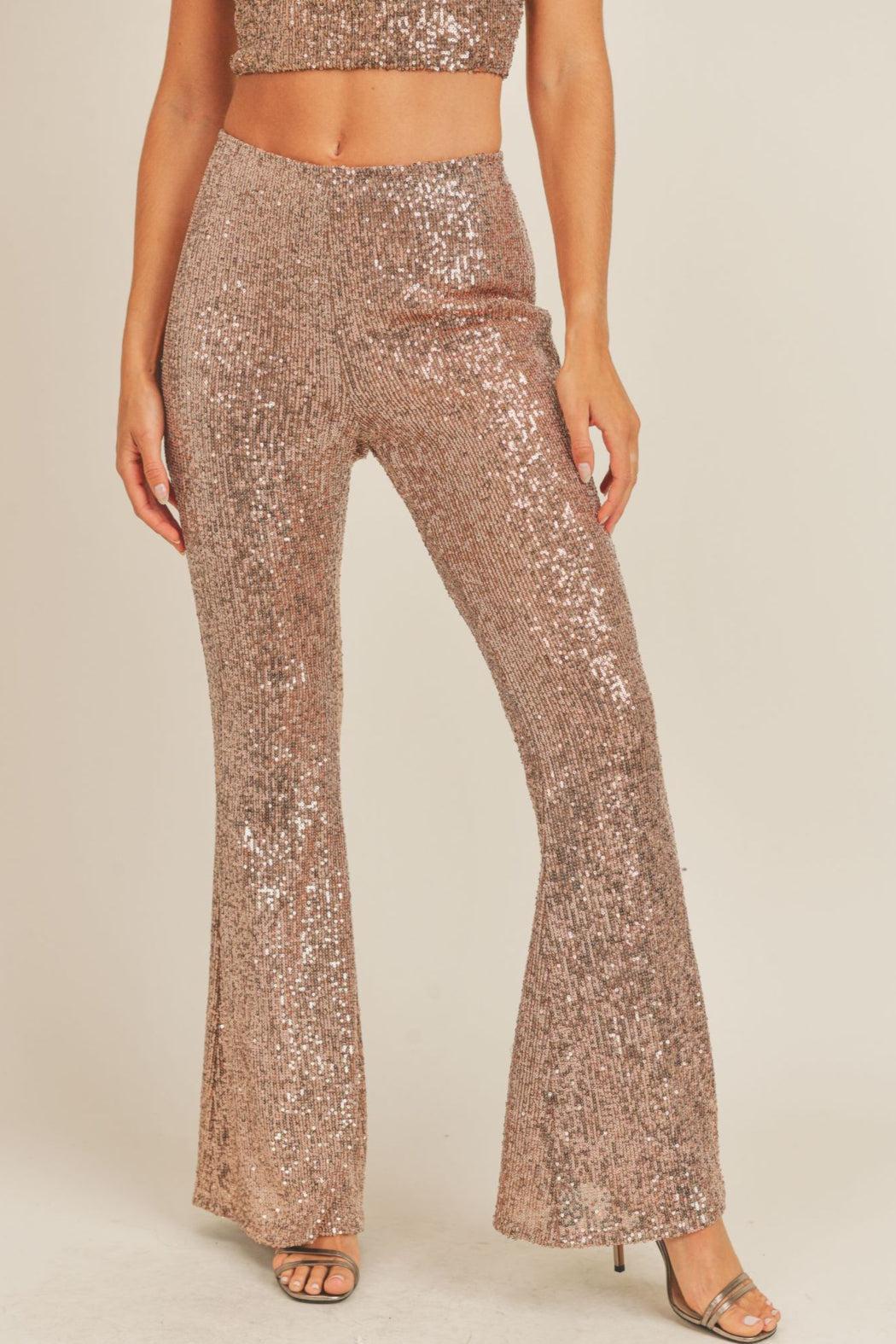 SEQUIN FLARE PANTS Product Image