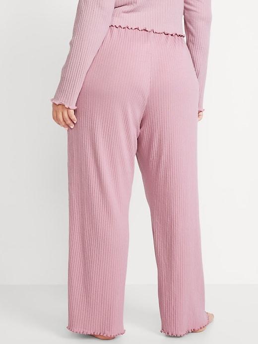 High-Waisted Ribbed Pajama Pants Product Image