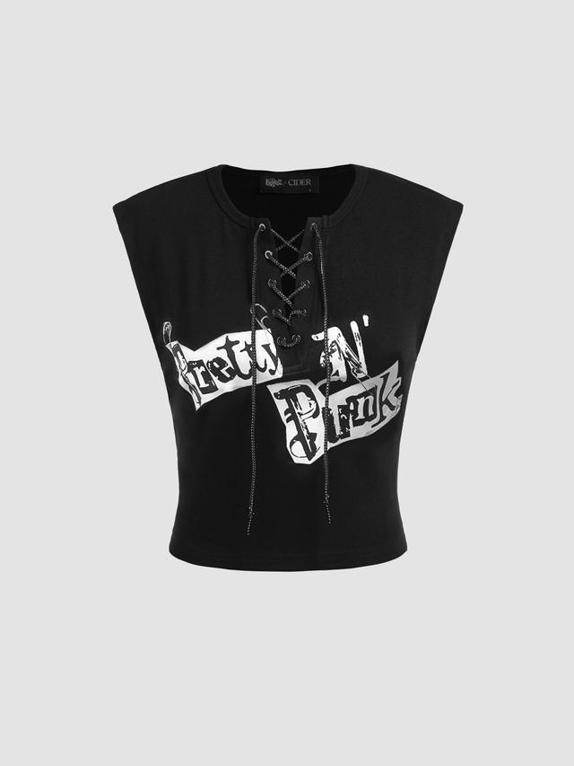 Cider X Bratz Pretty N Punk Safety Pin Crop Tank Top Product Image