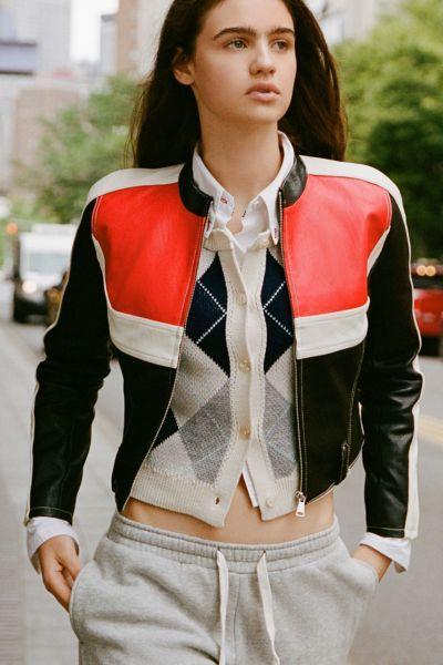 Urban Outfitters UO Jordan Faux Leather Fitted Racer Moto Jacket Womens at Urban Outfitters Product Image