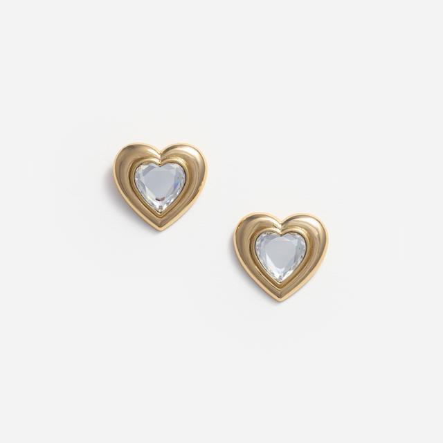 Gold Crystal Heart Earrings Product Image