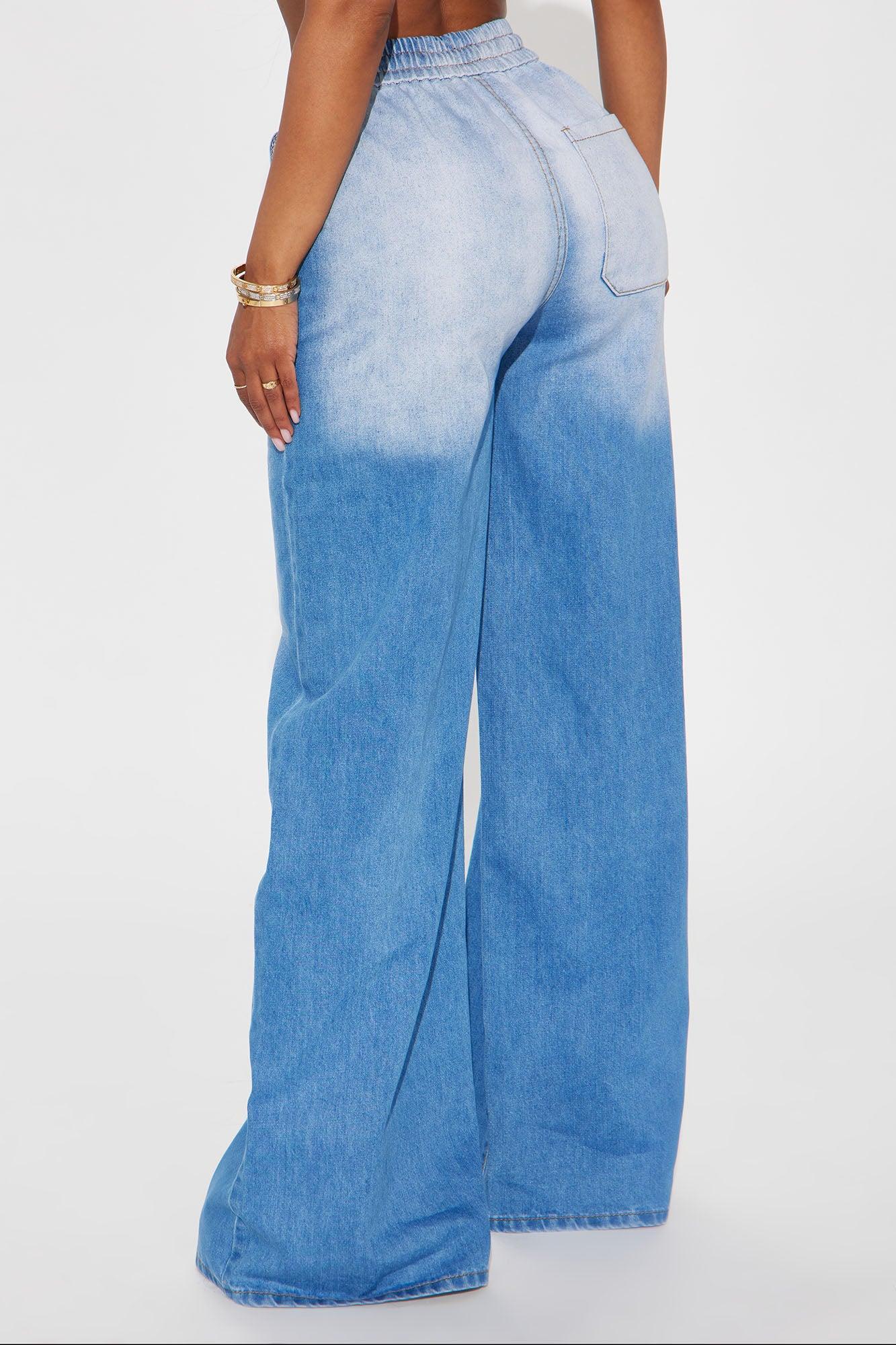 Tyrah Tinted Baggy Wide Leg Jeans - Medium Wash Product Image