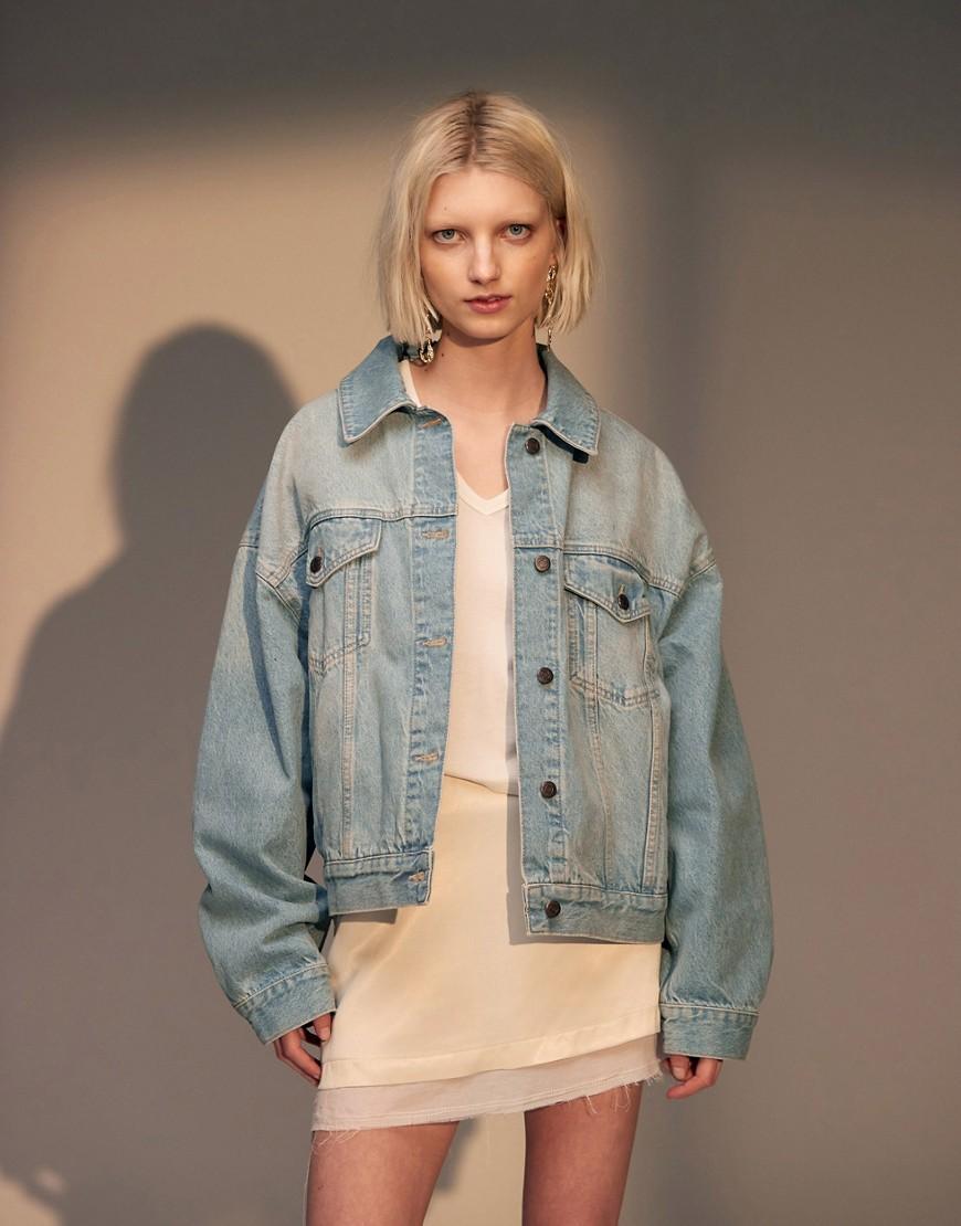 Topshop Balloon denim jacket in cloudy blue product image