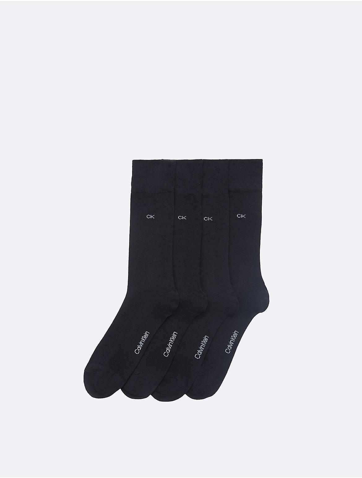 Mens Calvin Klein 4-Pack Flat-Knit Dress Crew Socks Product Image