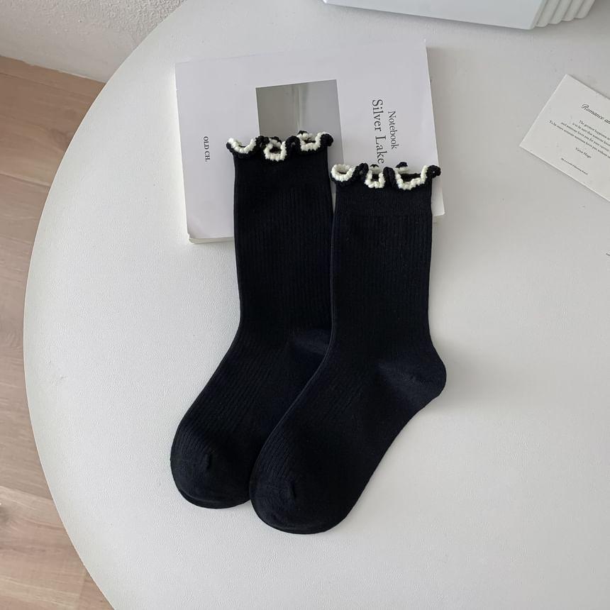 Contrast Trim Frill Short Socks Product Image