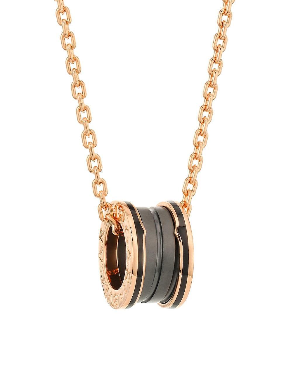 Womens B. zero1 18K Rose Gold & Black Ceramic Pendant Necklace Product Image