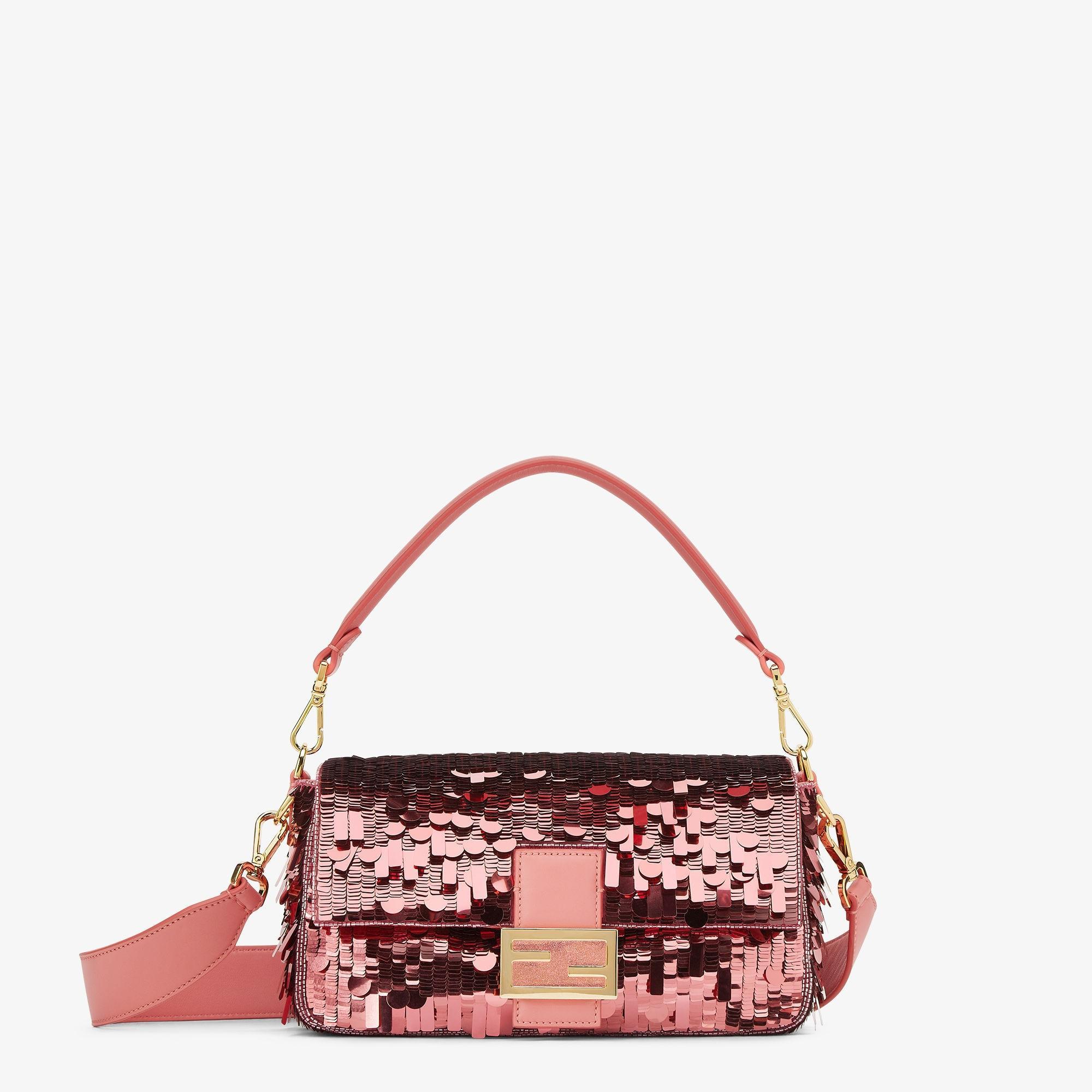 BaguetteBag embroidered with pink sequins Product Image