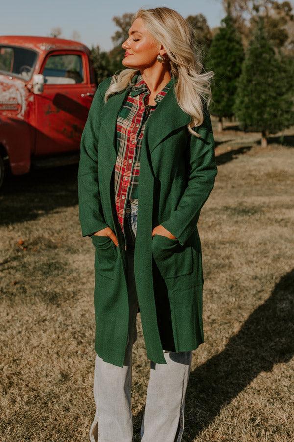 Slope City Light Weight Coat In Hunter Green Product Image