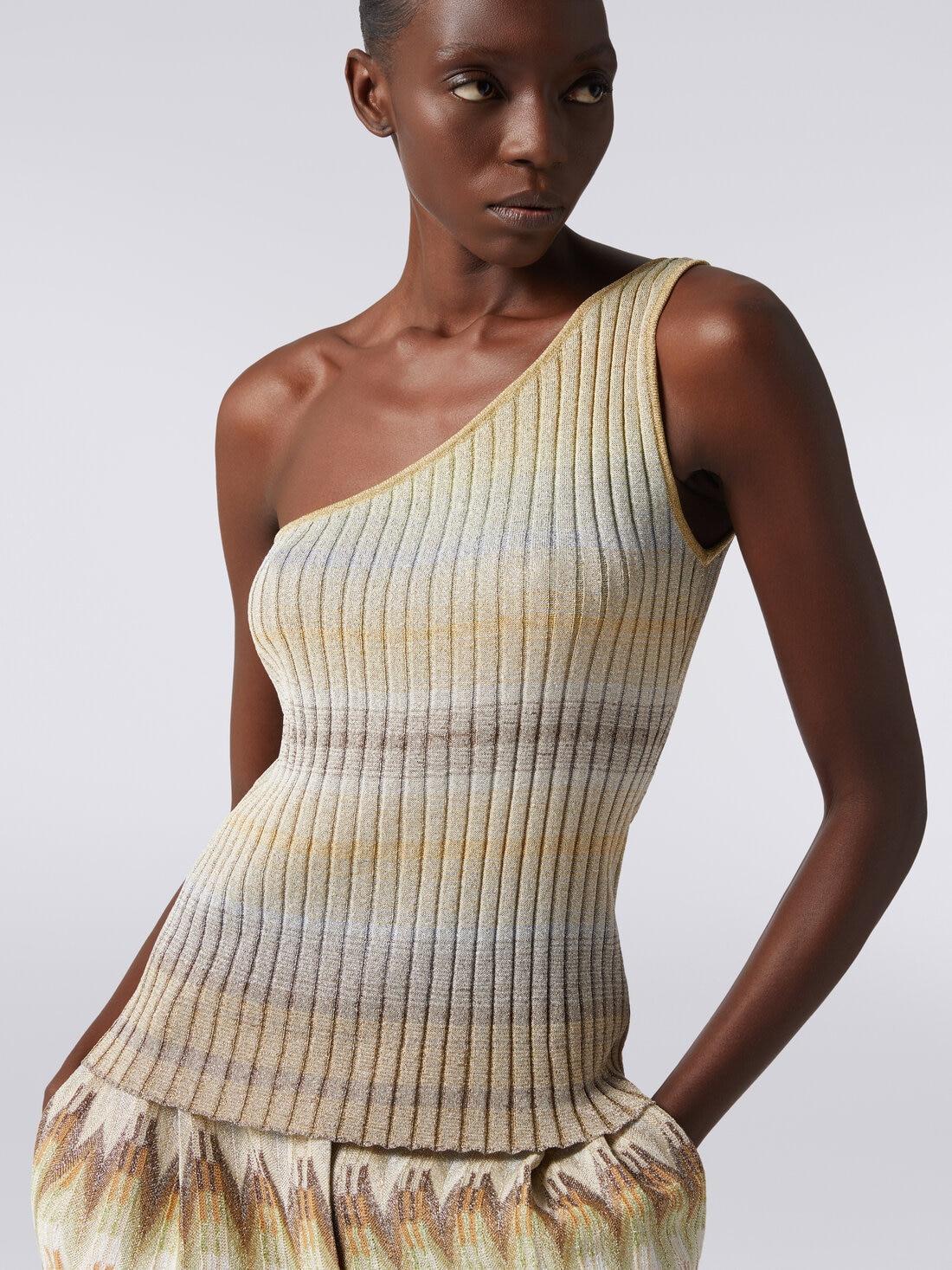 Ribbed viscose lamé one-shoulder top Multicoloured | Missoni Product Image