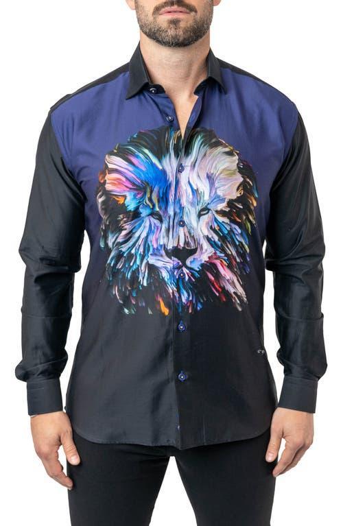 Mens Fibonacci Lion Paint Dress Shirt Product Image