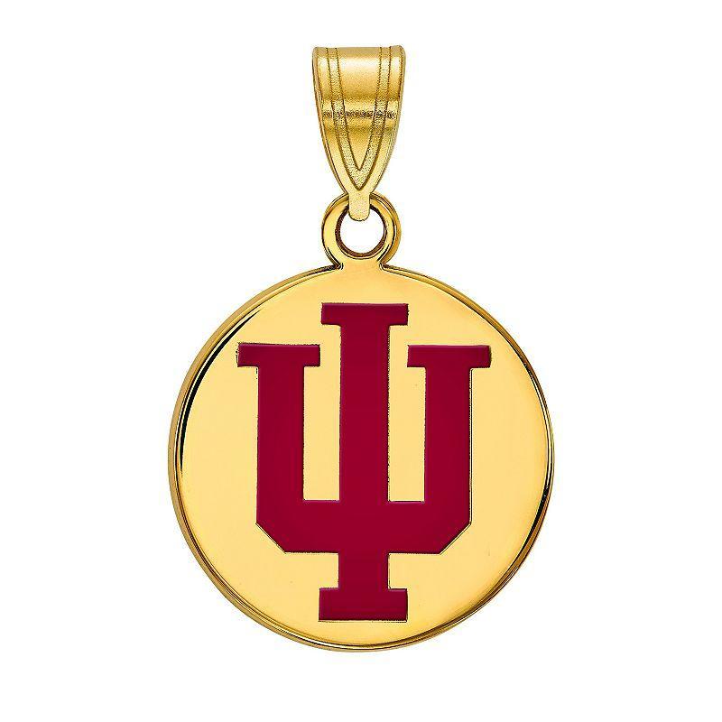 LogoArt Indiana Hoosiers Sterling Silver 14K Gold Plated Medium Enamel Disc Pendant, Womens Product Image