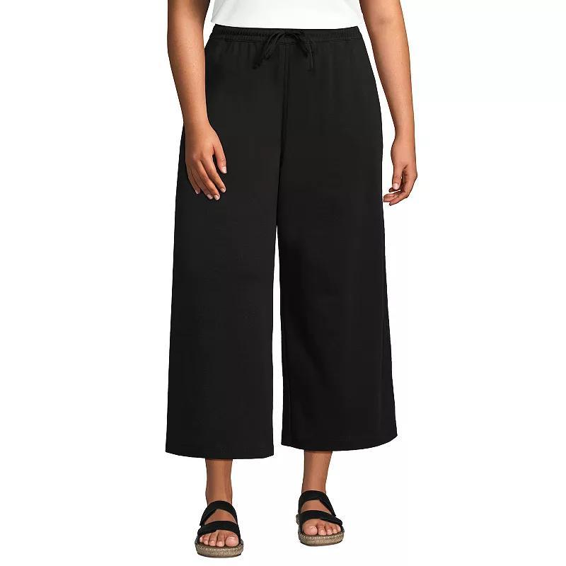 Plus Size Lands End Sport Knit Wide-Leg Crop Pants, Womens Product Image